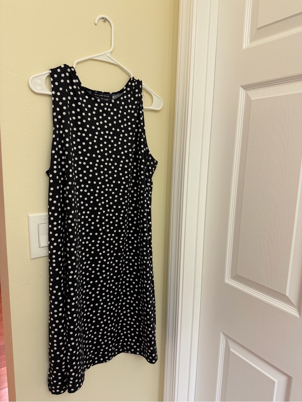 Nik and NashBlack and White Polka Dot Sleeveless Dress